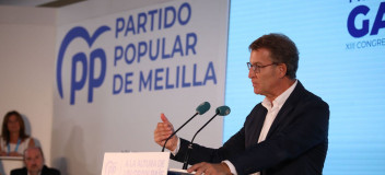 Feijóo dio la enhorabuena “merecida, sentida y conseguida mucho tiempo” a Imbroda: “Su proyecto es el de Melilla”. Durante la clausura del XIII Congreso del PP de Melilla.