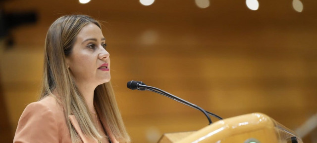 Sofía Acedo, senadora del Partido Popular por Melilla en una interpelación al ministro de la Presidencia, Relaciones con las Cortes y Memoria Democrática, Félix Bolaños.